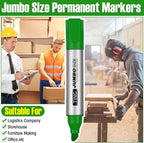 Fuutreo 10 Pack Jumbo Permanent Markers Bulk Large Chisel Tip Permanent Markers Quick Drying Waterproof Big Huge Poster Pens for Office, Logistics Company and More Adult(Grass Green)