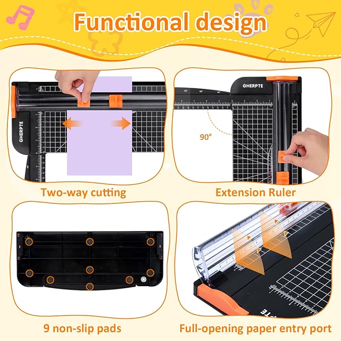 A4 Paper Cutter -12 Inch Paper Trimmer with 2pcs Replacement Blades with Safeguard Side Rulerfor Cut Gift Card,Coupon,Label, Cardstock,Photo