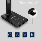 Xicyole Desk lamp,LED Lamp with Wireless Charger,USB Charger Port,Touch Control,3 Color Modes,5 Brightness Levels,Eye-Protecting Table Lamp,Led Lights for Bedroom,Home,Office,Black
