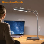 LEPOWER Desk Lamp, 800LM LED for Home Office, 12W Reading for Desk, Eye-Caring Light, Touch Table Gooseneck Lamp, 50 Lighting Modes, Bright for Bedroom, Study (Grey)