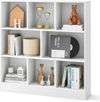 Tangkula 8-Cube Bookshelf, 39.5”L Floor Bookcase with 2 Anti-Tipping Kits, Freestanding Storage Organizer, 4-Tier Display Shelf for Home, Office & Dorms, Natural/White (White, 8-Cube)