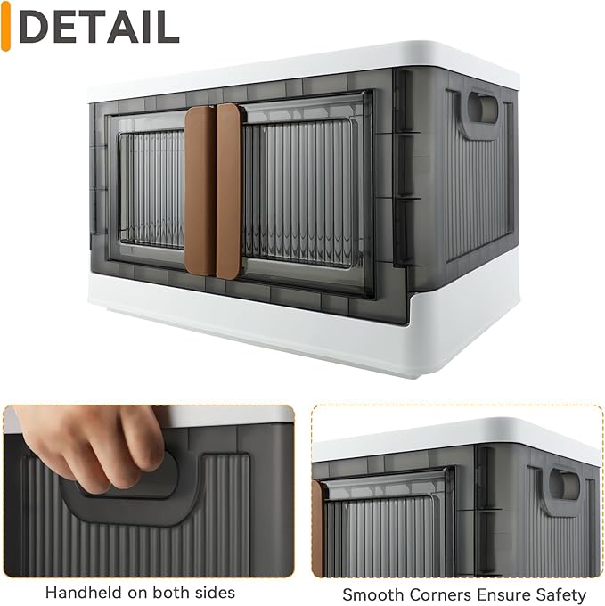 AssHMKIT Storage Bin, Cabinet with Lids, 8.4 Gallon Capacity, With Double Door and Lock, Foldable, Plastic, Underbed or Countertop Use, Home Organizer