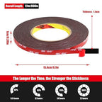 Double Sided Tape Heavy Duty, Waterproof Mounting Foam Tape, 73ft Length, 0.4in Width, High Temperature Resistant Adhesive Tape for Car, LED Strip Light, Office Decor, Uses 3M VHB 5952 Raw Material