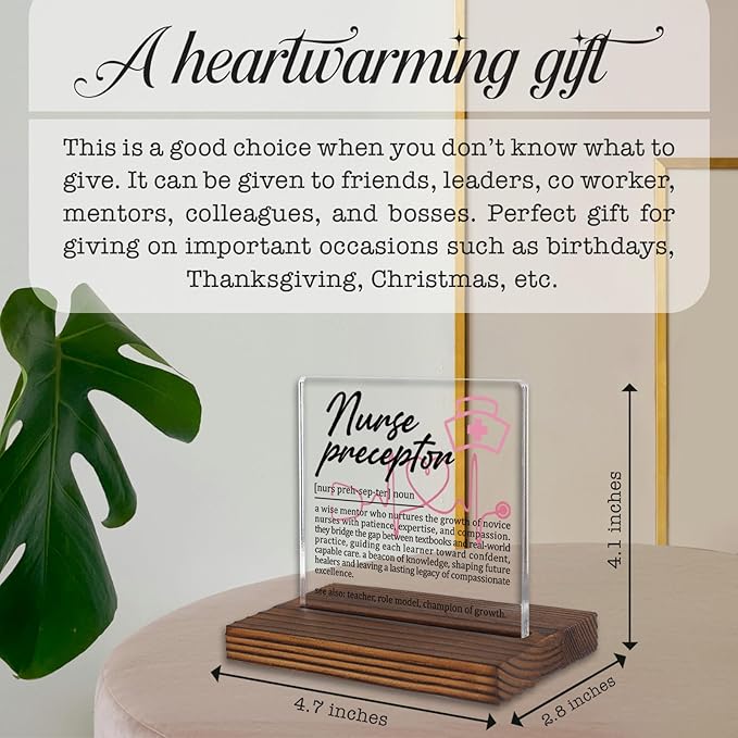 Nurse Preceptor Nurse Gifts, Thank You Appreciation Gifts forNurse Educators Week Graduation Birthday Christmas Training Mentors Clinical Teaching Staff Office Desk Decor Decorative Signs Plaque PA017