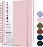 ABERLLS Pink Lined Spiral Journal Notebook with 160 Pages, 8×5.7in, A5 Spiral Notebook, Journaling Notebooks for Work, School, Women, Men, College Ruled Spiral Notebook, Hardcover Leather Journals
