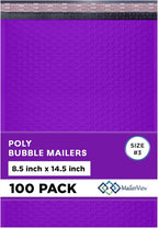 Purple Poly Bubble Mailers 8.5x14.5 inch #3 | Self Seal Padded Envelopes | Cushioned Bubble Mailer | Usable Size 8.5x13.5 | WaterProof | Lightweight mailing Shipping Bags | 100 Pack Bulk
