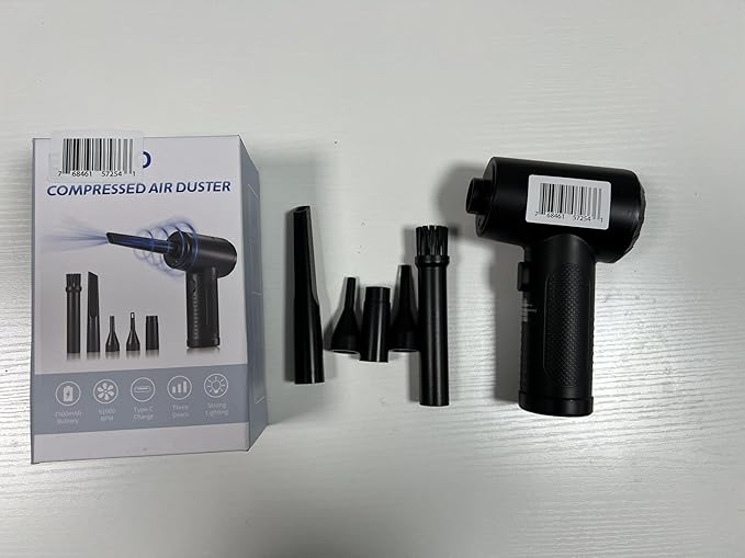 Compressed Air Duster, Keyboard Cleaner - Replace Compressed Canned Air - Portable Electric Air Duster Reusable Rechargeable Air Blower for Computer Keyboard Electronics Pet House, (91000RPM/7500mAh)