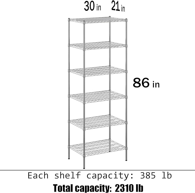 Regal Altair 21" Deep x 30" Wide x 86" Height Wire Shelving Kit | 6-Tier | NSF Commercial Storage Rack Unit