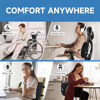 Lumbar Support Pillow for Office Chair, College Dorm Room Essentials, Memory Foam, Lower Back Support for Car, Back Pain Relief, Back Cushion for Chair with Adjustable Strap and Mesh Washable Cover