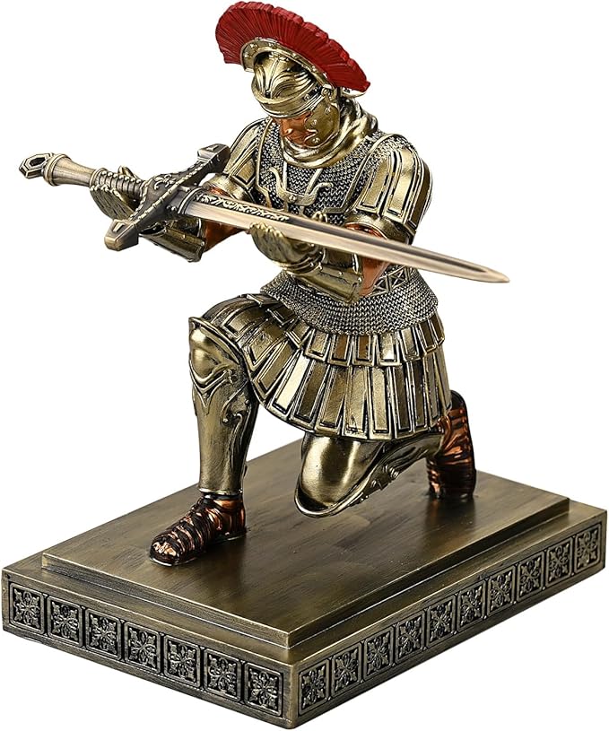 HDMbigmi Roman Legion Soldier Knight Pen Holder Pen Stand Desk Organizers and Accessories for Office and Home(Bronze)