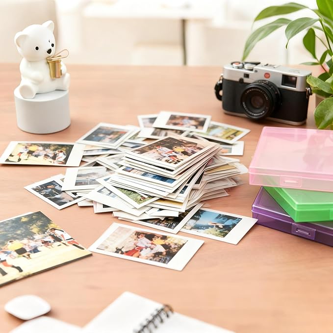 Photo Storage Box 5 x 7 Inches, 10 Inner Extra Large Photo Boxes with Dividers, Colorful Acid-Free Photo Storage Containers with Handle, Photo Organizer Craft Keeper for Photo, Craft, Stamp etc