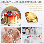 PATIKIL 5 Pcs Diamond Crystal Paperweight, 30mm / 1.18 Inch Crystal Paperweight Paper Weight for Home Office Desktop Table Decor Wedding Party Jewelry Ornaments, Brown