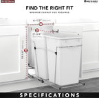 Rev-A-Shelf Pullout Trash Can for Kitchen Cabinets 27 Qt Garbage Recycling Bin with Full Extension Slides, Red/Black, RV-15KD-1618C-S