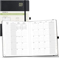 POPRUN Monthly Planner 2026-2027, Large-8'' x 10'', 18-Month Calendar Book (Jan.26 - Jun.27), Calendar Planner with Monthly Tabs, Storage Pocket, Hardcover, 100 GSM Paper - Black