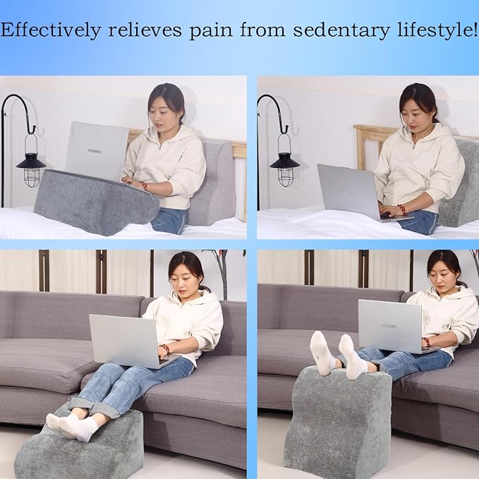 OpyTikar Foot Rest for Under Desk at Work.Multifunctional 3-Tier Foot Stool,with Washable Footrest.for Under Desk,Office Chair Gaming Chair & Sofa,Leg Elevation Pillow,Supports Posture -Dark Grey