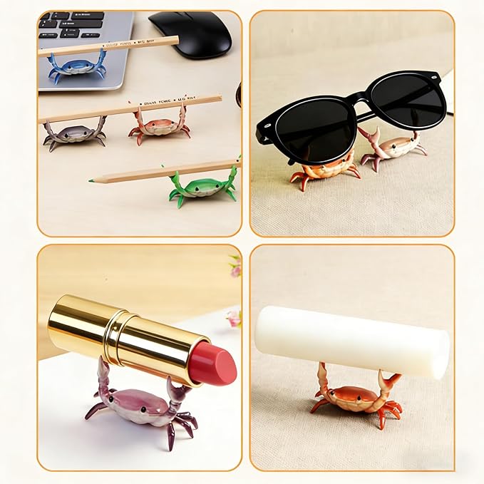 Desk Crab Pen Holder, Cute Weightlifting Crab Pencil Holder for Desk, Funny & Creative Desktop Organizer for Office, Home, School Supplies (Red)