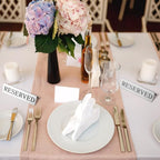 Peryiter Metal Reserved Table Signs Metal Reserved Sign Double Sided Table Stand Tents Seating Tent for Wedding Restaurant Ceremony, 5.91 x 3.15 Inch(Silver,24 Pcs)