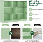 Tangkula 8-Cube Bookcase, Wood 3 Tier Open Storage Bookshelf, Modern Multipurpose Display Cabinet for Living Room, Study, Reading Nook, 48 x 12.5 x 36.5 Inch (Green)