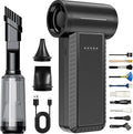 Electric Air Duster & Vacuum Cleaner, 130000 High-RPM Brushless Motor, Compressed Air Blower, Cordless with Inflating, Battery Powered, 15-Piece PC Cleaning Kit for Leaves, Cars, Computers, Office