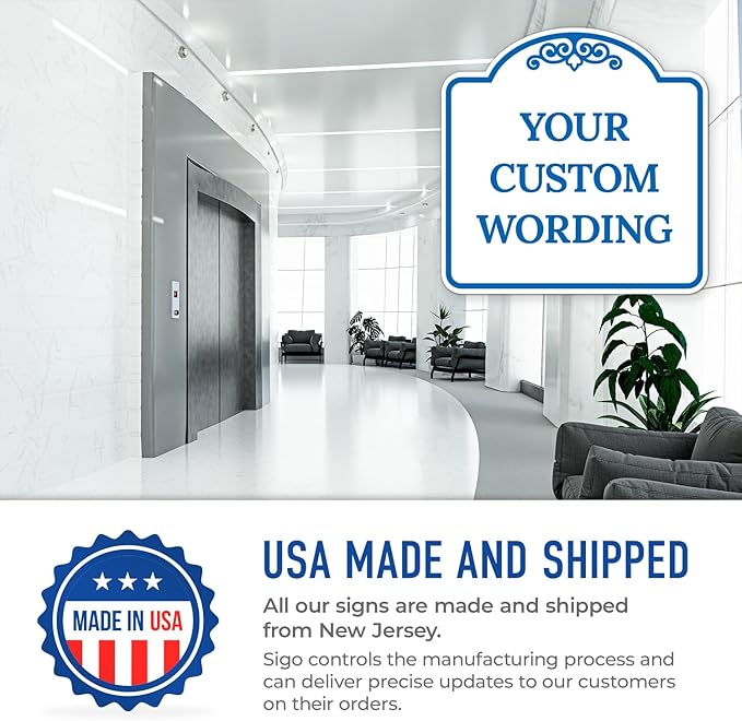 Custom Decorative Sign, Personalized Metal Sign for Business, Driveway, Home, Airbnb, Office Door Plaque, White Background, 8x8 Inches, ACM, Fade Resistant, Made in USA