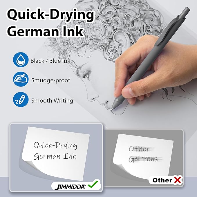 JIMMIDDA Pens Bulk, 52 Pack Ballpoint Black & Blue Ink, 1.0MM Medium Point Bluk Retractable for Smooth Writing, Quick Drying No Bleed Journaling for Office School Supplies Home Work