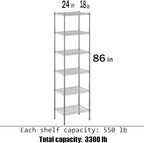 Regal Altair 18" Deep x 24" Wide x 86" Height Wire Shelving Kit | 6-Tier | NSF Commercial Storage Rack Unit