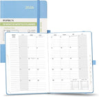POPRUN 2025-2026 Monthly Planner (A5 8.5" X 6.25"), 18-Month Calendar Book (Jul.25 - Dec.26) with Monthly Tabs, Hardcover, Inner Pocket, 100GSM Thick Paper -Haze Blue