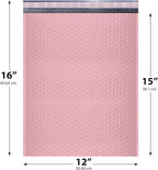 Light Pink Large Poly Bubble Mailers 12x15 inch | Self Seal Padded Envelopes Cushioned Bubble Mailer | Usable Size 12x15 | WaterProof | Lightweight mailing Shipping Bags | 100 Pack Bulk