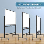 MaxGear Large Rolling Whiteboard with Stand, 72" x 40" Double-Sided Magnetic Dry Erase Board on Wheels, Reversible Standing Whiteboard Easel with Aluminium Frame for Classroom, Office, School, Black
