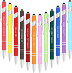 Zonon 12 Pcs Inspirational Pens Bulk Funny Ballpoint Pen with Stylus Tip Motivational Gifts for Valentine's Day Teacher Coworkers Nurse School Office Supplies(Assorted Color,Motivational Style)