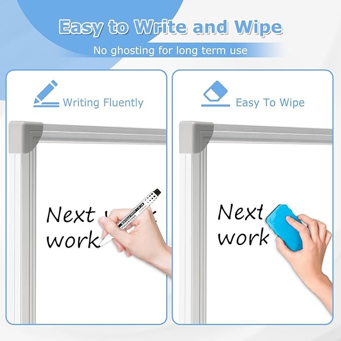 DOLLAR BOSS Large White Board 60 x 36 Inch Foldable Magnetic Whiteboard for Wall, Portable Double Sided Dry Erase Board, Aluminum Frame Message Board for School, Office, Classroom with Eraser, Markers