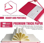 EMOMAS Lined Journal Notebook – Hardcover Notebook for Men & Women – Journals for Writing, Work, School, Home & Daily Notes, 160 Pages – Medium A5, 5.7"x8", 100 gsm Thick Paper (Rose Red)