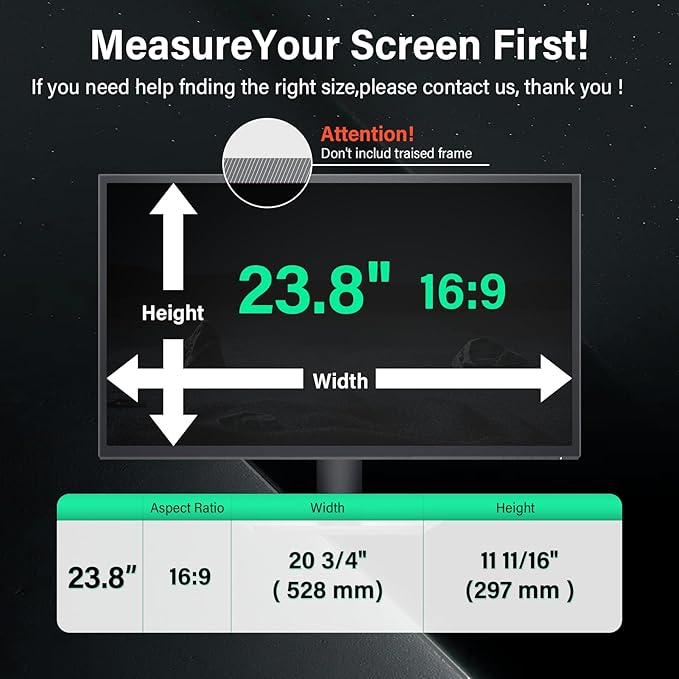 Mao Yeye [2 Pack] 23.8 Inch Computer Privacy Screen for 16:9 Aspect Ratio Widescreen Monitor, Eye Protection Anti Glare Blue Light Computer Monitor Privacy Filter, Removable 23.8 in Protector Film