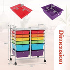 LDAILY 12 Drawer Rolling Storage Cart, Craft Cart Organizer on Wheels w/Metal Frame, Large Capacity & Smooth Drawer, Rolling Cart w/Drawers for Classroom, Office