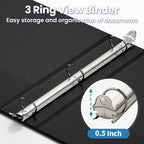 SUNEE 3 Ring Binder 1/2 Inch 1 Pack, Clear View Binder Three Ring PVC-Free (Fit 8.5x11 Inches) for School or Office Supplies, Black