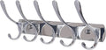 SKOLOO Modern Metal Wall Coat Rack with 5 Hooks, Sturdy Wall Hook Rack for Hanging Jacket, Clothes, Hat, Silver