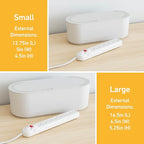 D-Line Cable Management Box, Power Strip Holder, Floor Outlet Hiders, Desk Cord Organizer, Cover TV Wires, Wire Storage – 16.5 in (Length) x 6.5in (Width) x 5.25in (Height) - Large, White