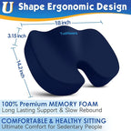 TushGuard Seat Cushion for Office Chair Memory Foam Non-Slip Desk Seat Cushion Back, Coccyx, Sciatica, Tailbone Pain Relief Butt Pillow for Office Chair, Car, Wheelchair, Blue