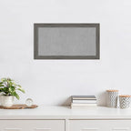Amanti Art Grey Framed Magnetic Board 15x27 Small Vision Board for use with Magnets, 100% Metal Sheet to Display Items as Office Decor or for Home Organization in mudroom, Kitchen or Kids Room