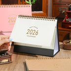 Small Desk Calendar 2026-2027, 18-Month Standing Flip Desktop Calendar from 2026 Jan to 2027 Jun - Metal Ring Twin-Wire Binding Monthly Desktop Calendar for Home Office School (black-white)