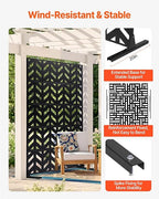 VEVOR Metal Privacy Screen, 47" W x 72" H, Outdoor Privacy Screens 5-Panel, Freestanding Outdoor Divider with Stand, Decorative Garden Steel Privacy Fence for Balcony Patio Indoor Room Black
