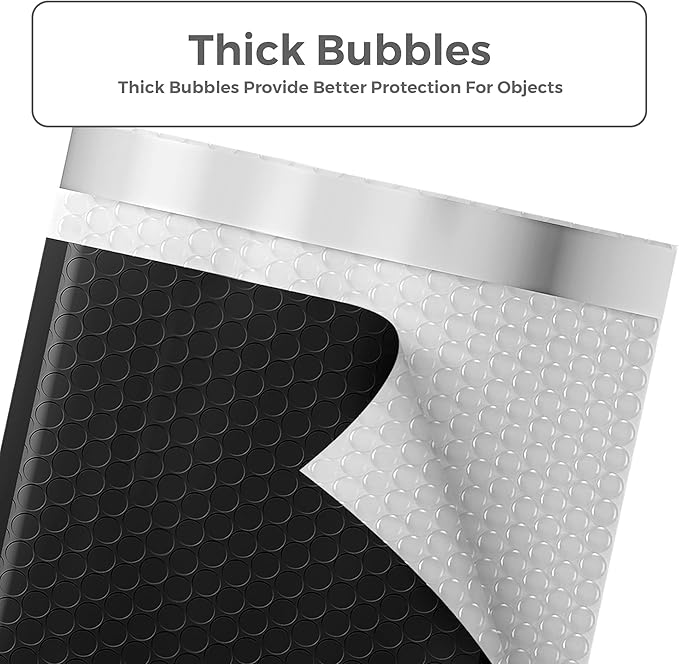 Metronic Large Bubble Mailers 10.5x16" 40 Pack Self Seal Black Padded Envelopes Strong Adhesion Mailing Envelopes Bubble Padded for Small Business Shipping Books Clothes Gifts