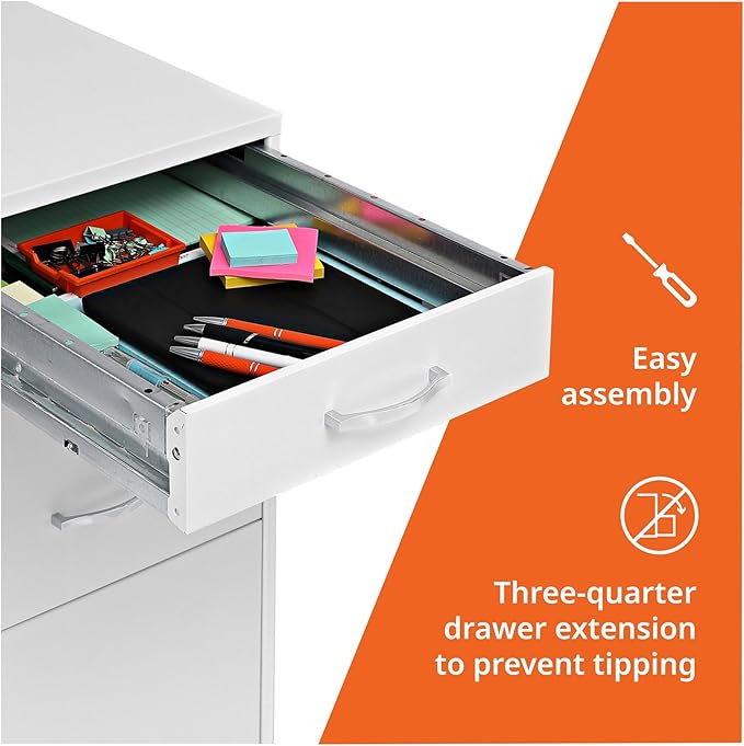 Lorell LYS SOHO Box/File/File Mobile White File Cabinet, 3 Drawer, 26.5 x 14.3 x 18 in