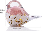 WUBIANJIE Hand Blown Glass Bird Statue Collectible Animal Art Paperweight, Living Room Bedroom Bookshelf Coffee Table Small Ornaments Shelf Home Decoration (Pink)