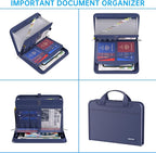ENGPOW Accordion File Organizer,Fireproof Expanding File Folder with Multi Pockets,13 Pockets Document Organizer with Handle & Labels,Portable Home Travel Safe Storage Folder for Letter A4 Files,Blue