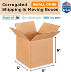 Small Cube Moving & Shipping Boxes 6x6x6 inches (10-Pack) - Extra Strength 200 lb vs Regular - Corrugated Moving Boxes - Box for Packaging Moving Supplies - Packaging Box by IDL Packaging