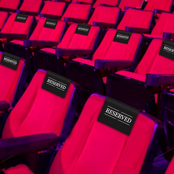 12 Pcs Reserved Seating Signs Reserved Chair Sign Printed Placeholder for Church Pew, Wedding, Party Events (Black, 12 Pcs)