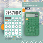 CATIGA 12 Digit Desktop Calculator Basic Desk Calculator with Large LCD Display, Big Buttons, 4 Function, Solar and Battery Dual Power, for Office, School, Home, SD-1292 Fresh Blue