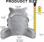 SLIGUY Reading Pillow for Sitting in Bed Couch Adult, Back Pillow with arm Support and Pockets, Adult Back Pillow Bed Chair for Bed Rest, Reading, Watching TV, Gaming for Boys and Girls Light Grey