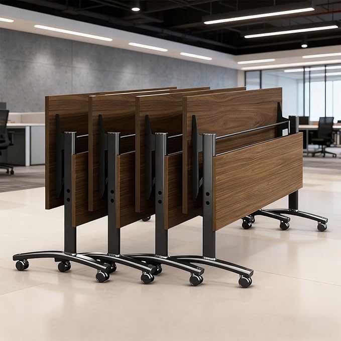 Conference Table Foldable Meeting Tables,Flip Top Mobile Training Table The folding conference table With Silent Wheels Is Convenient And Fast,Modern Mobile Meeting Tables (2pack 160*60*75)